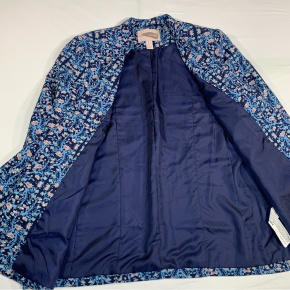 Forever 21 Blue Abstract Floral Open Front Blazer size M - Picture 6 of 10